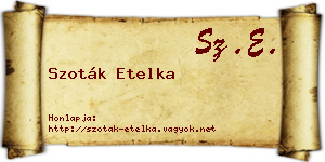 Szoták Etelka névjegykártya